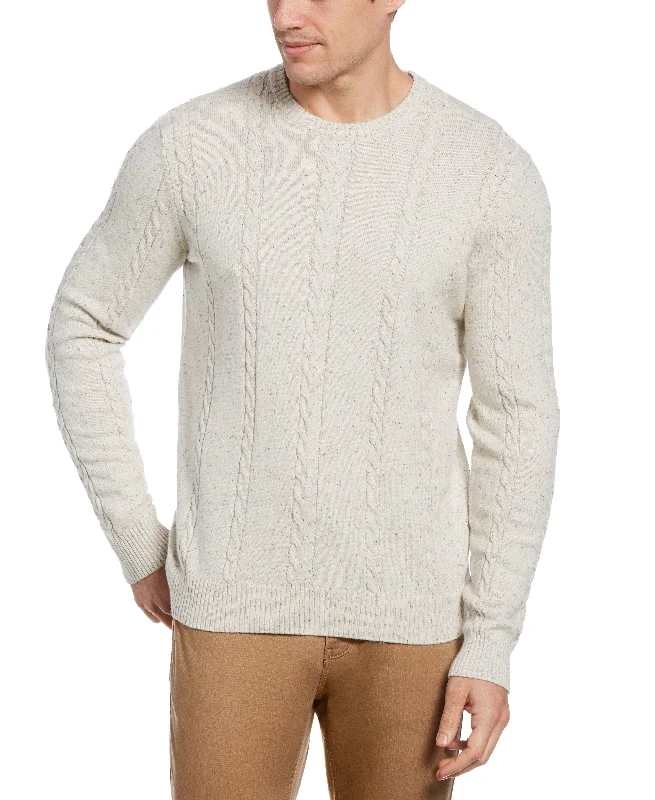 Men's fall knitwear-Donegal Cable Crew Neck Sweater