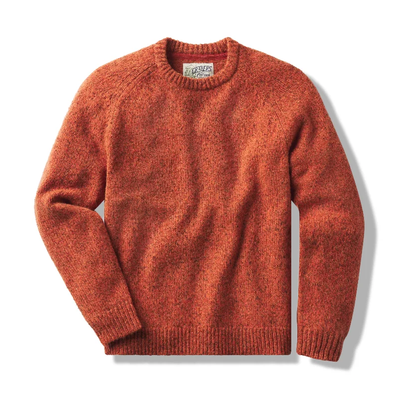 Men's active knit-Collegiate Melange Sweater Crew - Burnt Orange