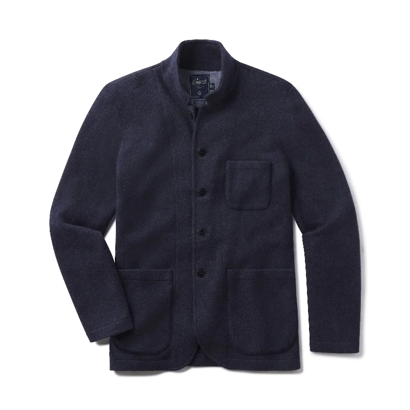 Men's tech-fabric sweater-Nelson Jacquard Swacket - Navy