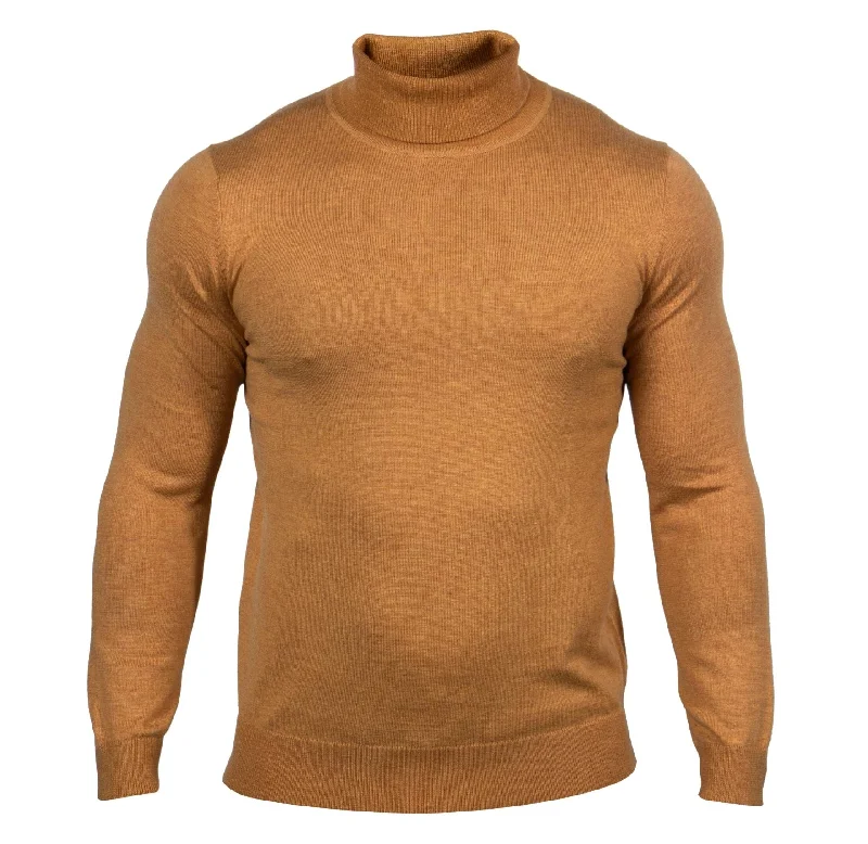 Men's gym sweater-Prestige SW-495 T. Neck Sweater - Camel