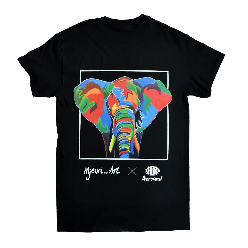 Men's casual streetwear t-shirt-A.S. Africa Elephant T-shirt (Black)