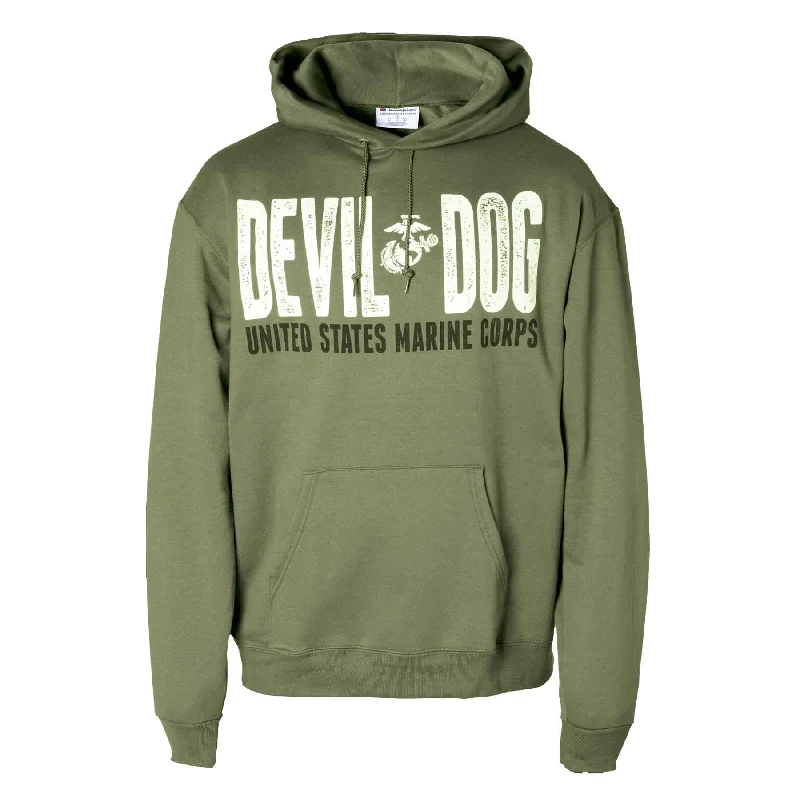 Men's summer gym hoodie-Champion Devil Dog USMC Hoodie