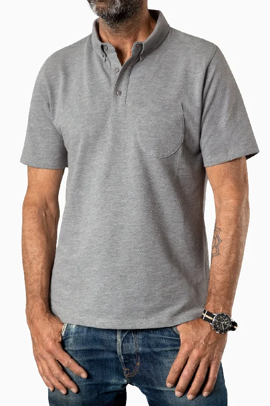 Men's non-iron office polo shirt-Polo Curved Grey Heather