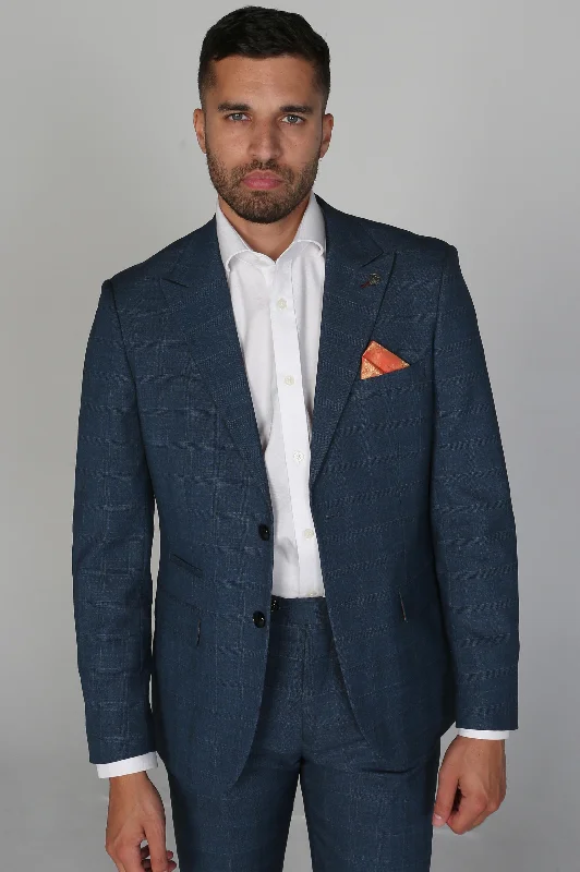 Men's relaxed fit jacket-Viceroy - Men's Navy Check Blazer