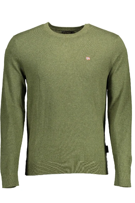 Men's crew neck sweater-Napapijri Emerald Crew-Neck Embroide Men's Sweater