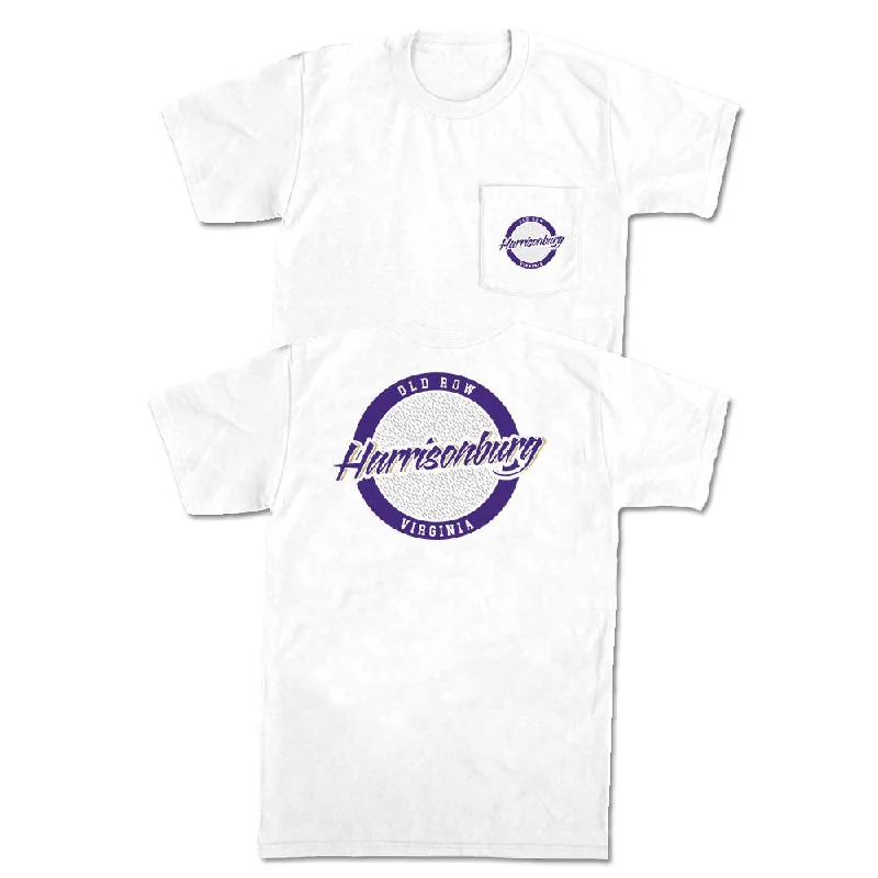 Men's workout performance t-shirt-Harrisonburg, Virginia Circle Logo Pocket Tee