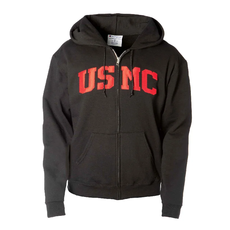 Men's eco-friendly gym hoodie-Full Zip USMC Hooded Sweatshirt