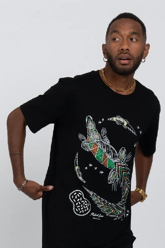 Men's summer fit t-shirt-Croc Country Black Cotton Crew Neck Unisex T-Shirt