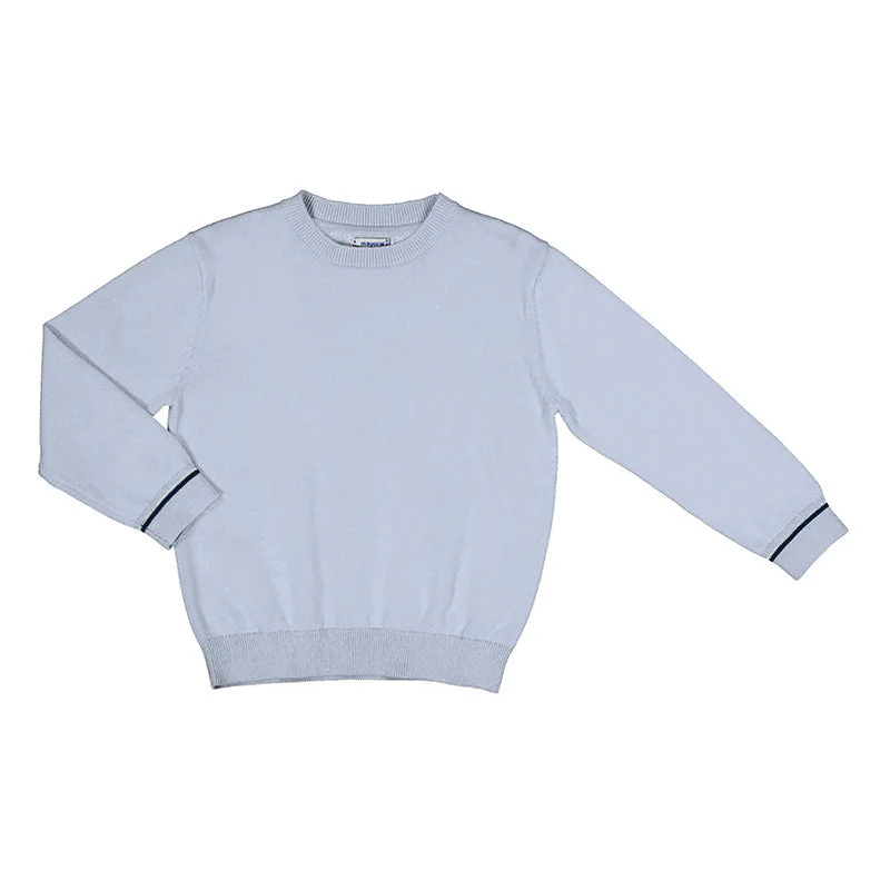 Men's trendy sweater-Mayoral Mini Basic Blue Cotton Sweater_311-27