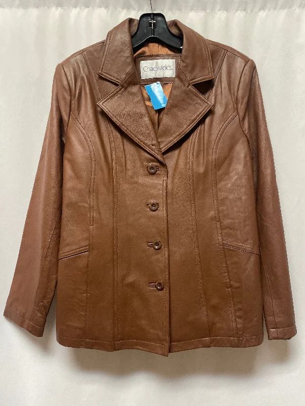 Men's versatile jacket-Jacket Leather By Chadwicks In Brown, Size: M