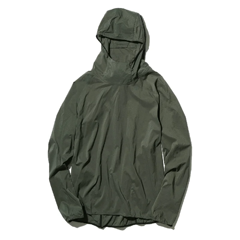 Men's comfortable jacket-Goldwin Pullover Floating Wind Shell Hoodie Olive Drab