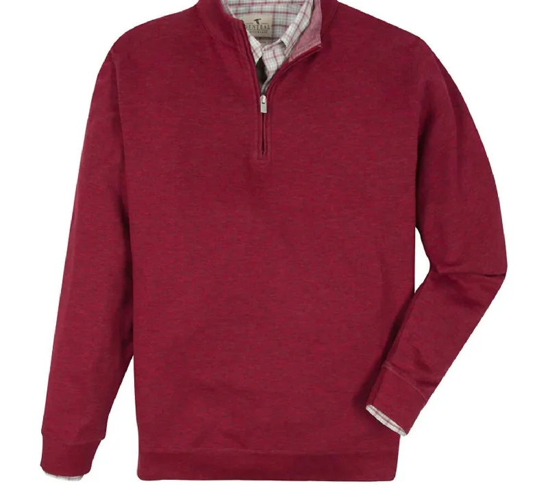 Men's high-end sweatshirt-Cotton Modal Quarter-Zip Pullover In Merlot