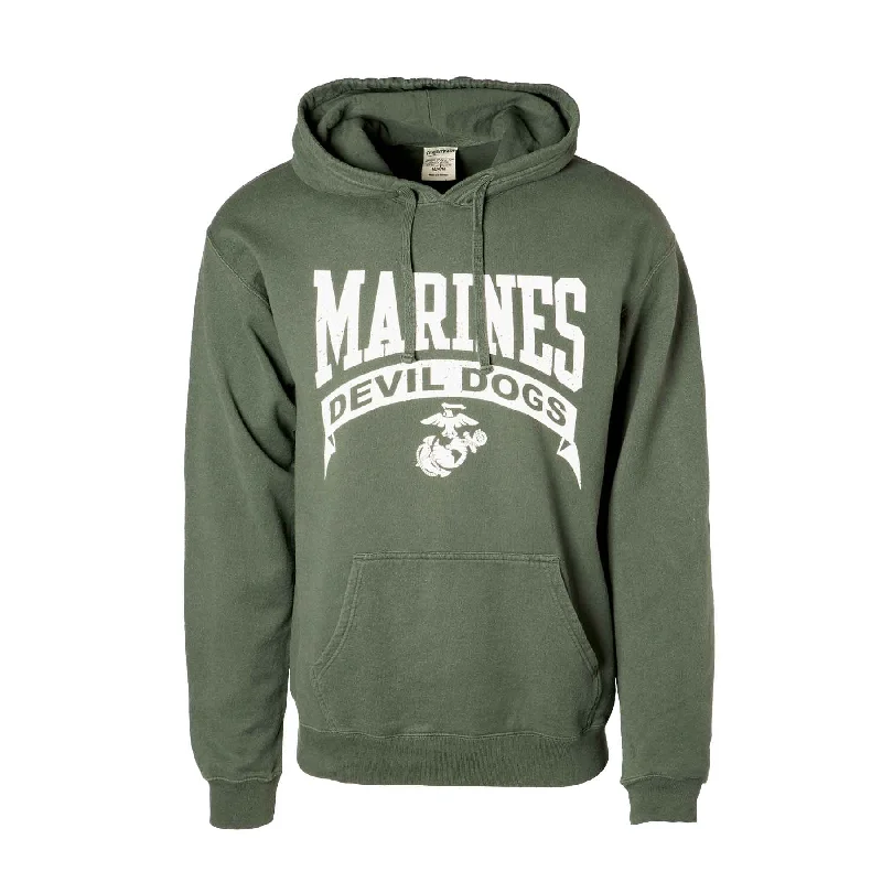 Men's relaxed fit training hoodie-ComfortWash Marines Devil Dogs Hoodie