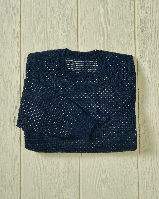 Men's cycling sweater-Merino Antique Fleck Sweater in Navy