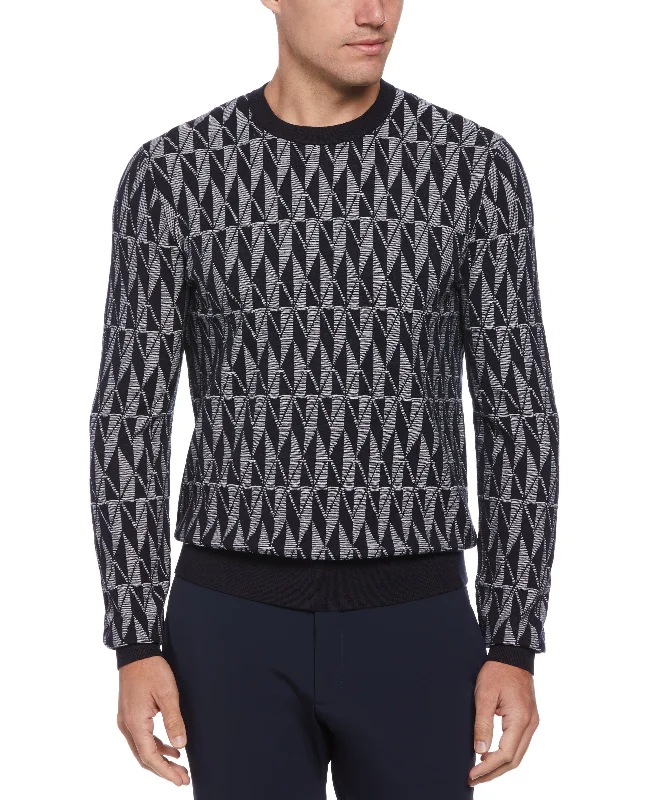 Men's graphic sweater-Diamond Crew Neck Sweater