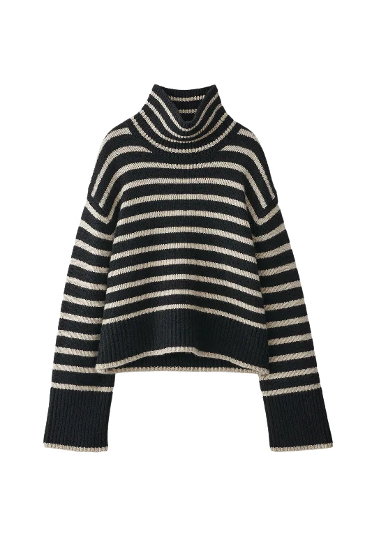 Men's training knit-Fleur Cashmere Stripe Turtleneck