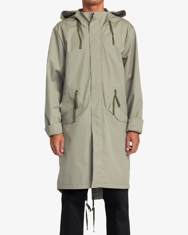 Men's sustainable jacket-Fishtail Raincoat - Aloe