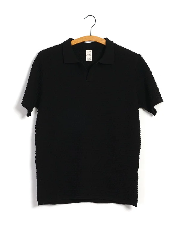 Men's breathable casual wear polo shirt-POLO | Short Sleeve Spot Knit Shirt | Black