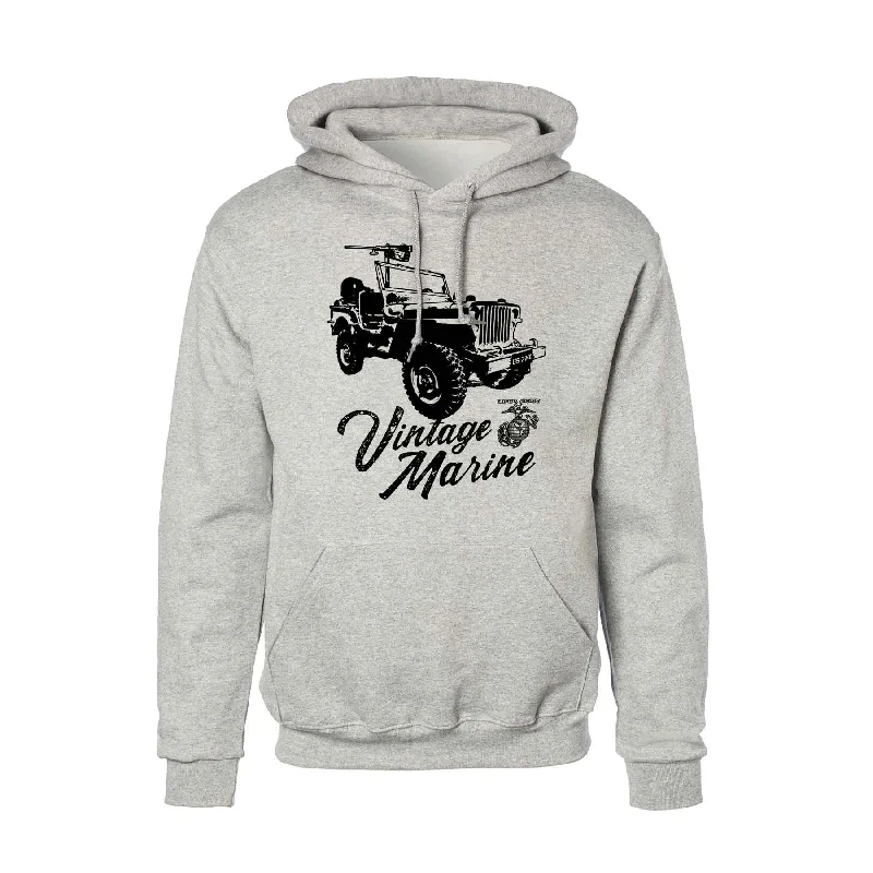 Men's adventure-ready travel hoodie-Vintage Marine Jeep Hoodie