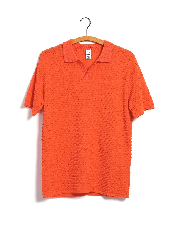 Men's gym-ready casual wear polo shirt-POLO | Short Sleeve Spot Knit Shirt | Orange