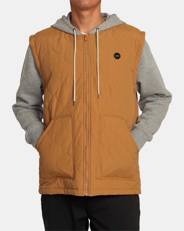 Men's relaxed fit jacket-Grant Hooded Puffer Jacket - Camel