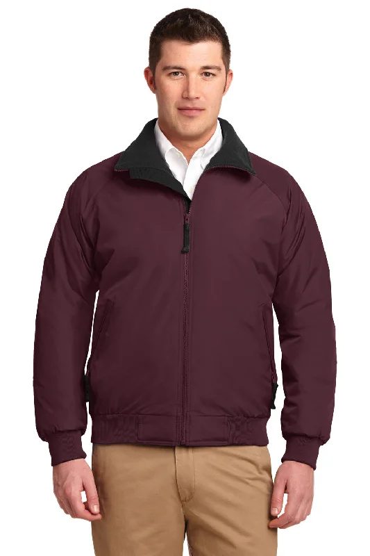 Men's fashion-forward jacket-Port Authority Mens Challenger Wind & Water Resistant Full Zip Jacket - Maroon/True Black