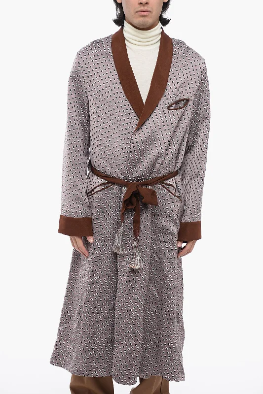 Men's shawl cardigan-Maison Margiela Mm1 Polka Dot Long Cardigan With Belt