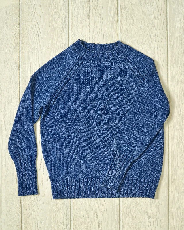 Men's casual pullover-Deep Sea Quaker Crewneck Sweater in Indigo