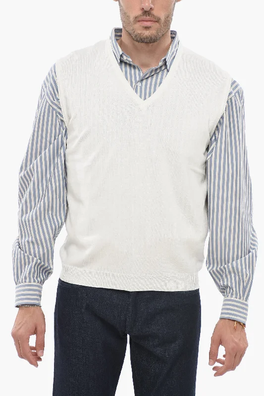 Men's hooded sweater-Corneliani CC BROTHERS V-Neck Sleeveless Cardigan