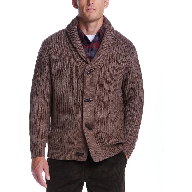 Men's tennis sweater-Mens Lined Ribbed Knit Cardigan Sweater