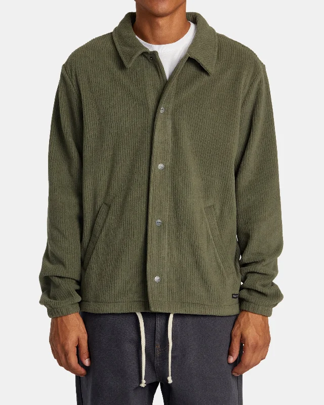 Men's comfortable jacket-Downtown Fleece Coaches Jacket - Olive