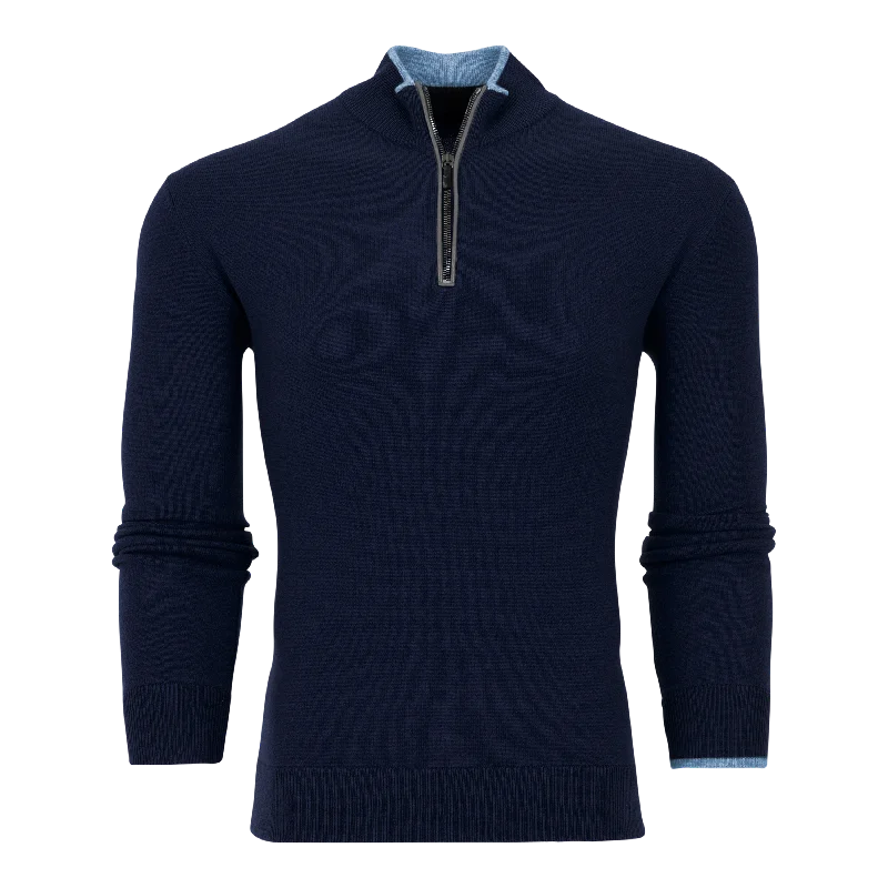 Men's football sweater-Sebonack Quarter-Zip Sweater (Maltese Blue)