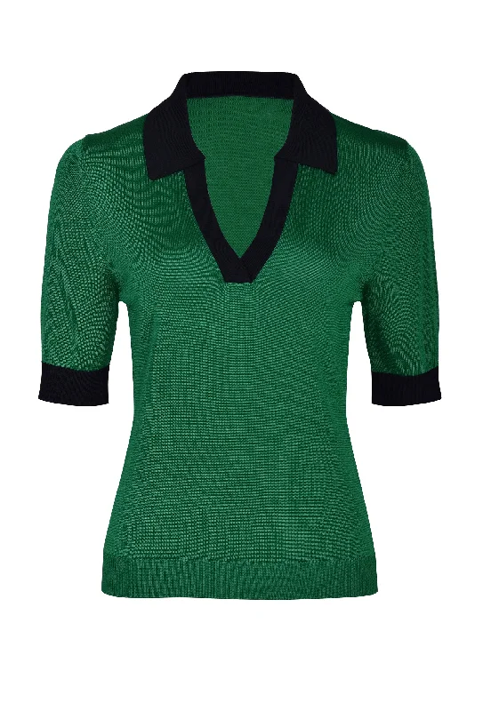 Men's versatile gym wear polo shirt-Husk Knit Polo - Emerald