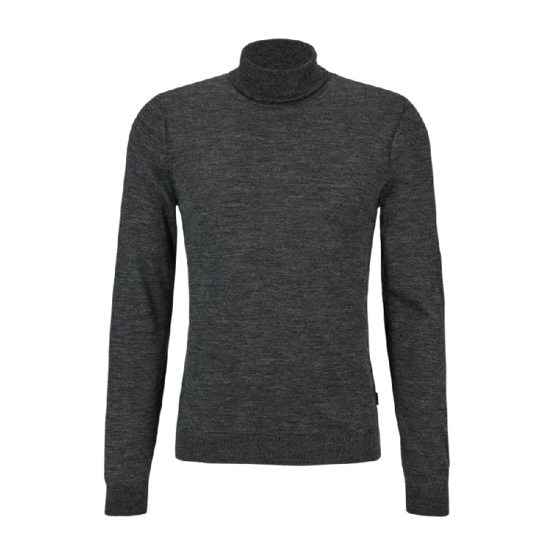 Men's workout sweater-Slim-fit rollneck sweater in wool