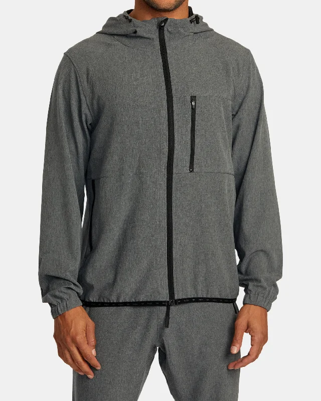 Men's wrinkle-free jacket-Yogger Zip-Up Hooded Jacket II - Charcoal Heather