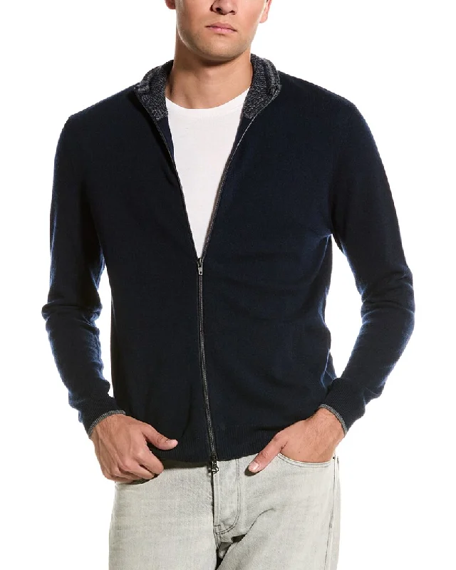 Men's durable sweater-Autumn Cashmere Marled Trim Cashmere Cardigan