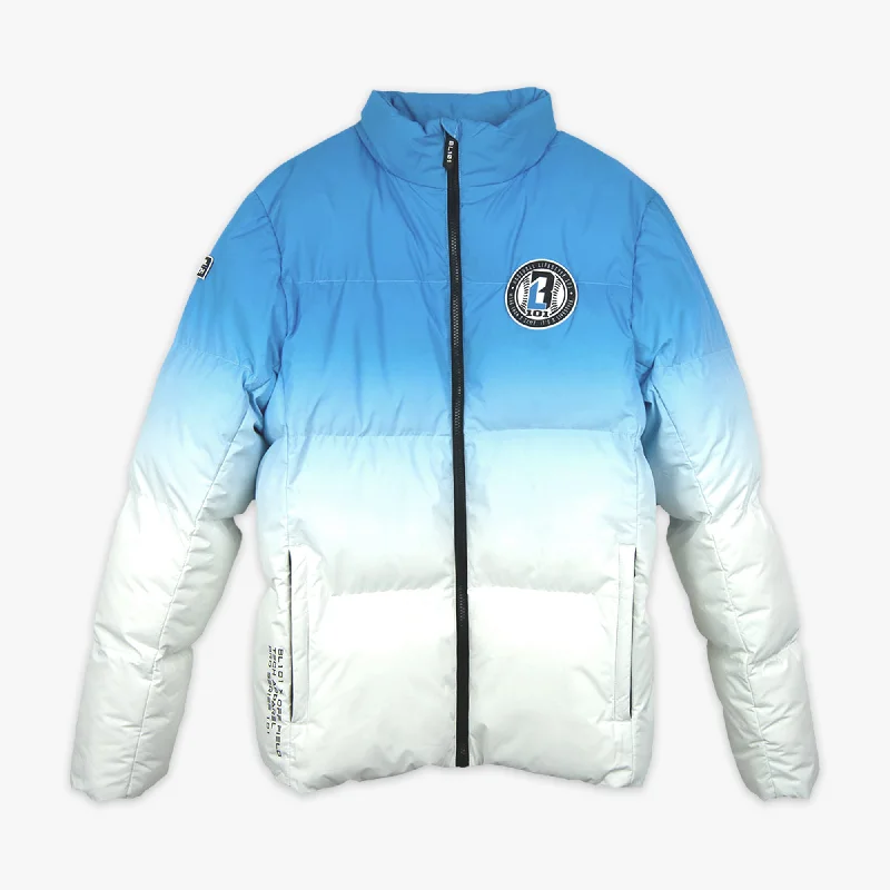 Men's breathable jacket-Gradient Full Zip Puffer Jacket - Blue/White