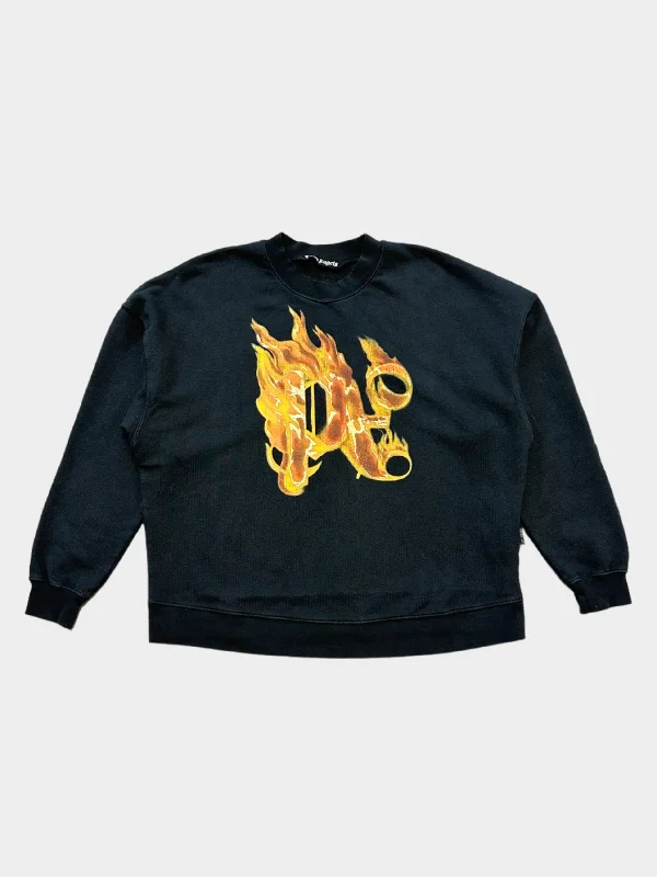 Men's affordable sweatshirt-Crewneck Burning Monogram