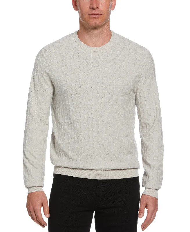 Men's streetwear knit-Tech Knit Geo Print Crew Neck Sweater