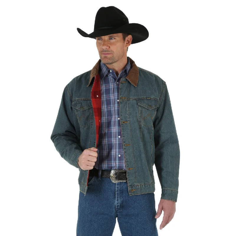 Men's versatile jacket-Wrangler Men's Denim Button Up Western Coat