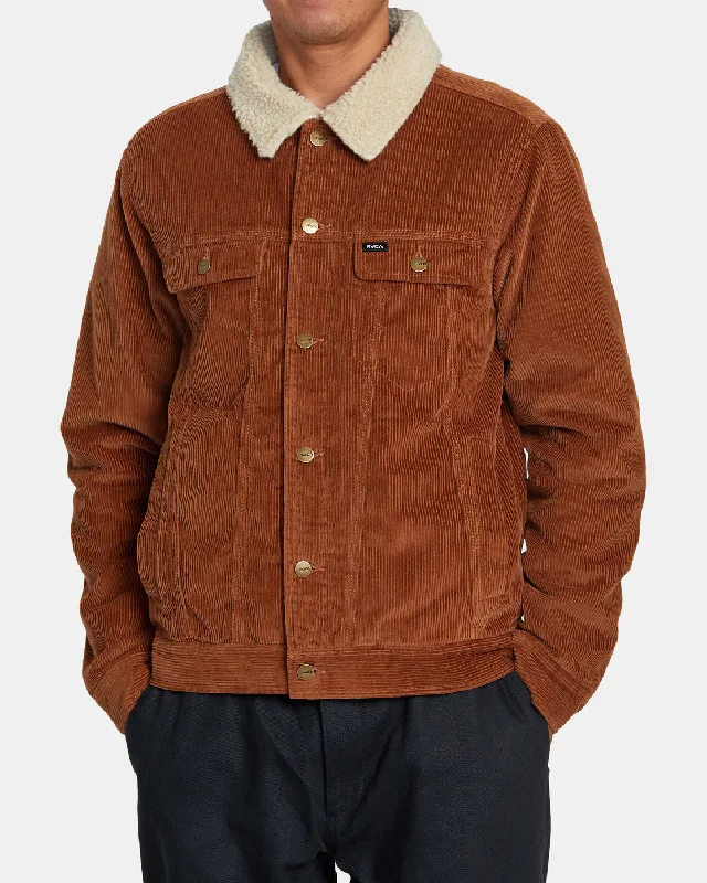 Men's relaxed fit jacket-Waylon Corduroy Trucker Jacket - Rawhide