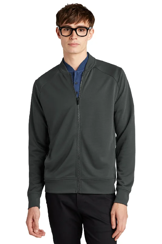 Men's sustainable jacket-Mercer+Mettle Mens Double Knit Full Zip Bomber Jacket - Anchor Grey