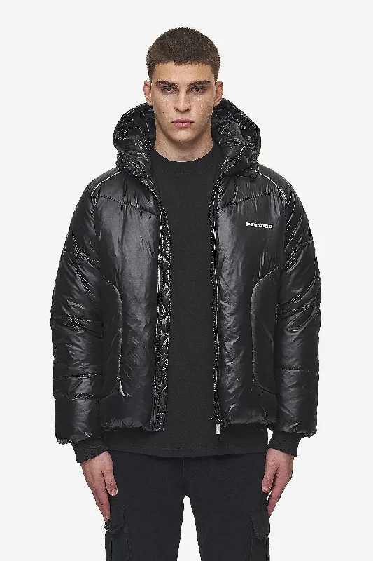 Men's gym-ready jacket-Toby Raglan Puffer Jacket Black