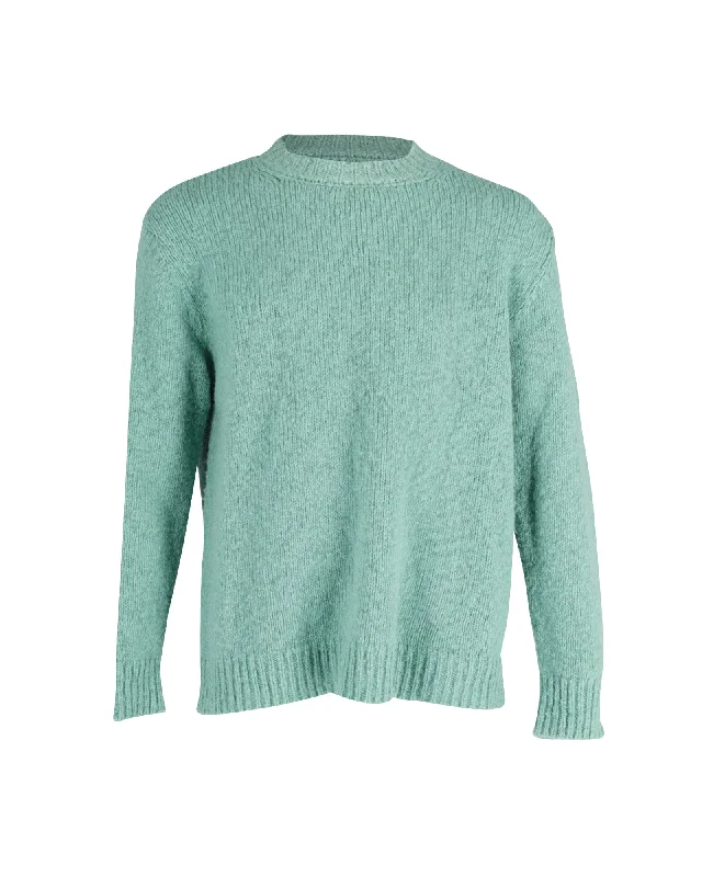 Men's high-performance knitwear-Dries Van Noten Roundneck Knit Sweater in Green Merino Wool