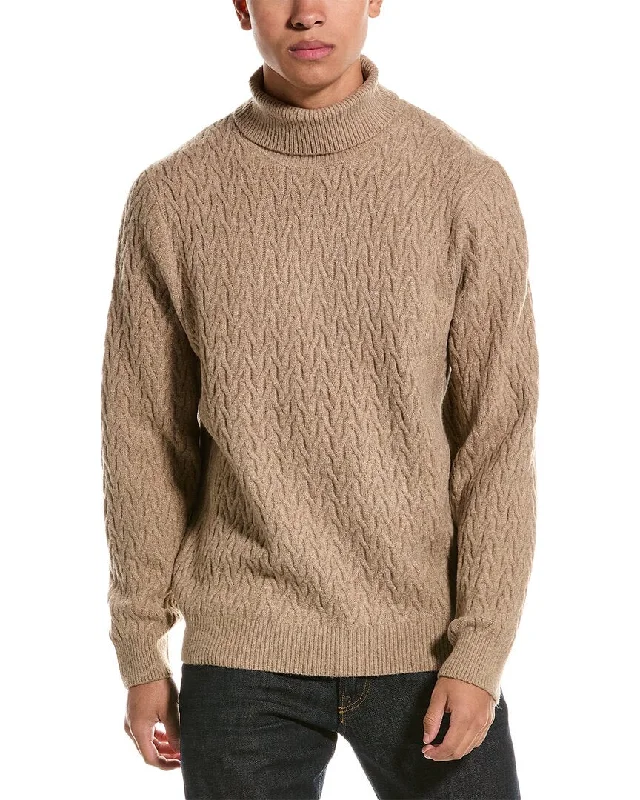 Men's club sweater-Magaschoni Cable Knit Turtleneck Sweater