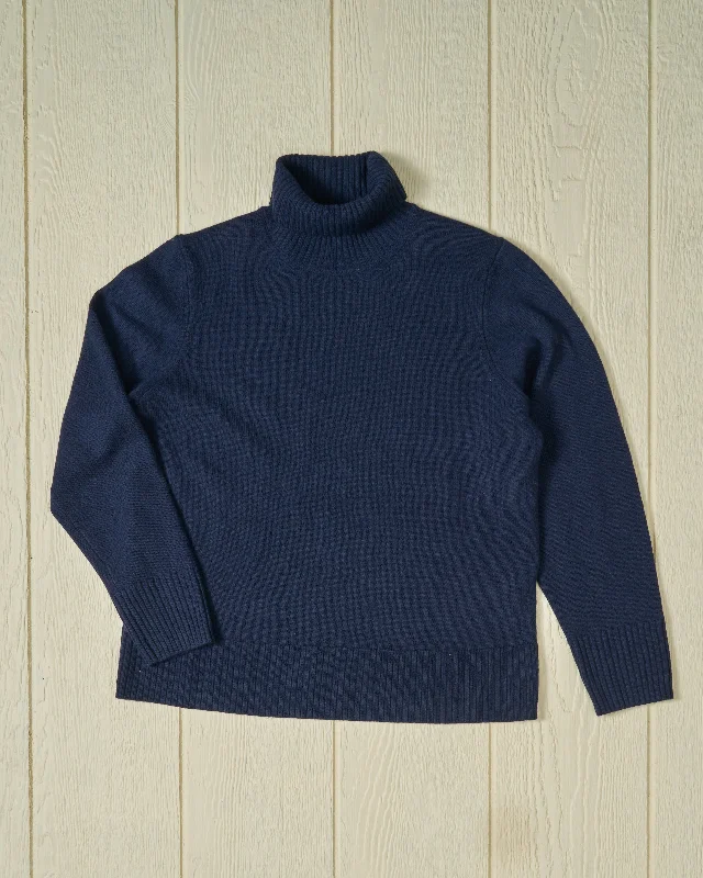 Men's designer sweater-Merino Wool Submariner Turtleneck in Navy