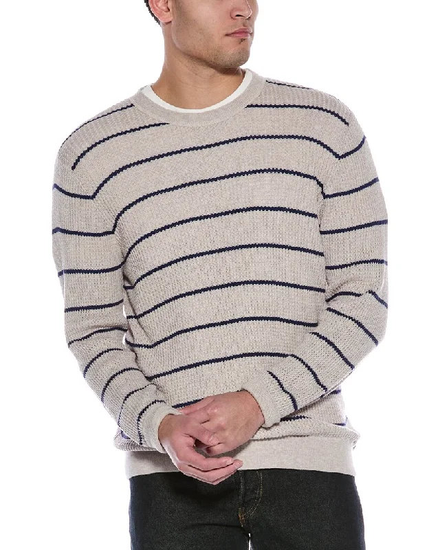 Men's bamboo sweater-Douglas Anthony Textured Stripe Cashmere-Blend Crewneck Sweater