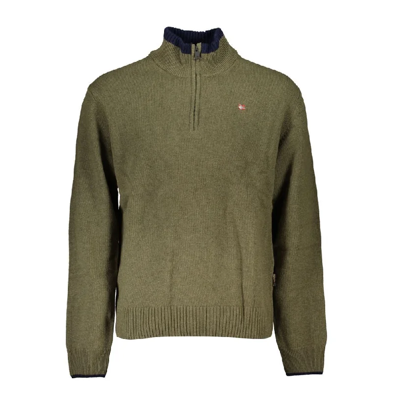 Men's fall knitwear-Napapijri Half-Zip  Sweater with Embroidery Men's Detail