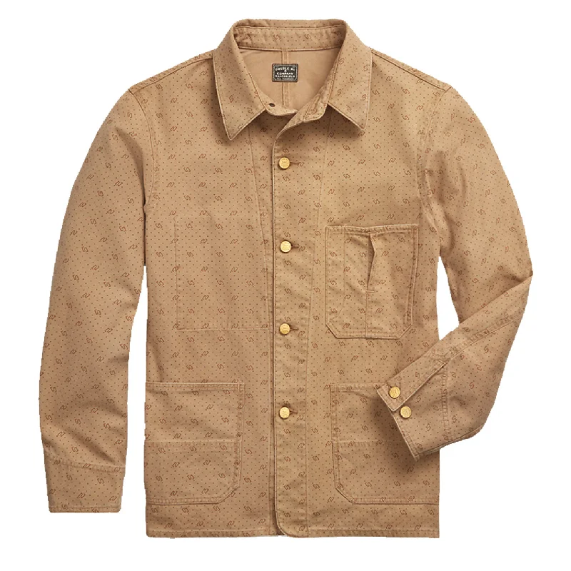 Men's versatile jacket-RRL by Ralph Lauren Print Reverse-Twill Utility Jacket Printed Washed Khaki