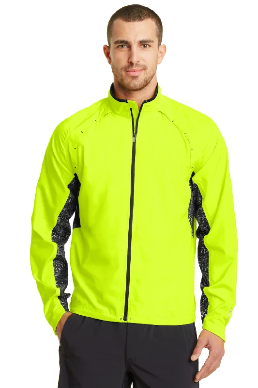 Men's relaxed fit jacket-Ogio Mens Endurance Trainer Wind & Water Resistant Full Zip Jacket - Pace Yellow - Closeout